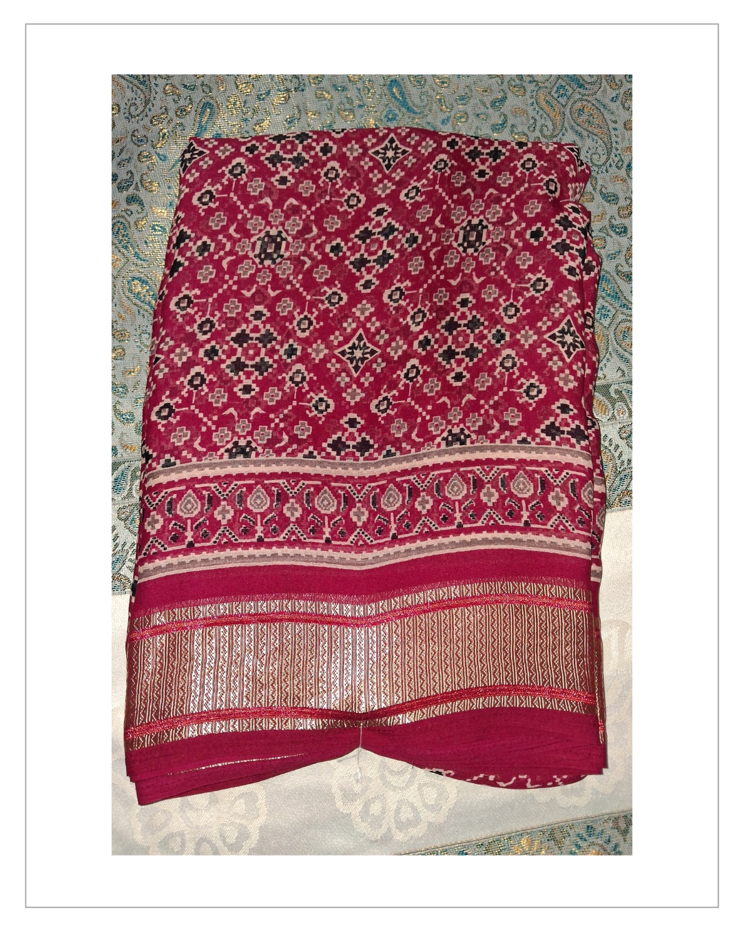 Women’s Pink Printed Designer Saree with Matching Blouse